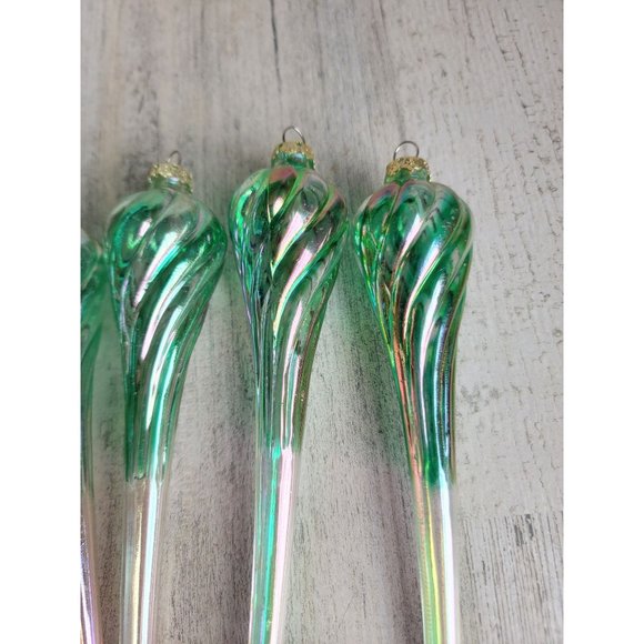 Blue Twisted glass iridescent long ornament Xmas set - Picture 6 of 8